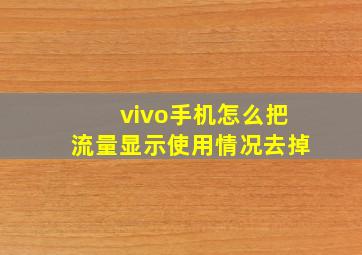 vivo手机怎么把流量显示使用情况去掉