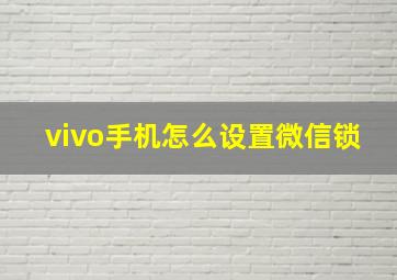 vivo手机怎么设置微信锁