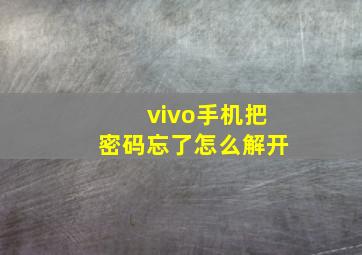 vivo手机把密码忘了怎么解开