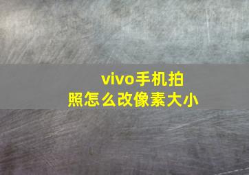 vivo手机拍照怎么改像素大小