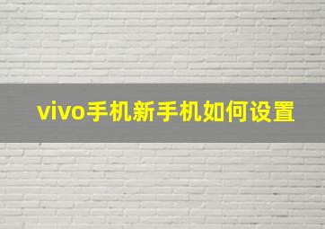 vivo手机新手机如何设置