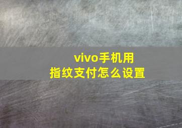 vivo手机用指纹支付怎么设置