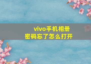 vivo手机相册密码忘了怎么打开