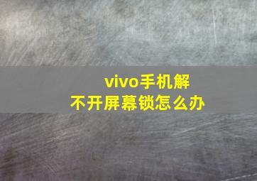 vivo手机解不开屏幕锁怎么办