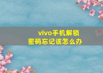 vivo手机解锁密码忘记该怎么办