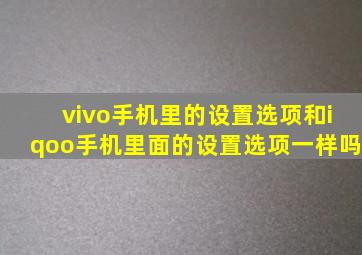 vivo手机里的设置选项和iqoo手机里面的设置选项一样吗