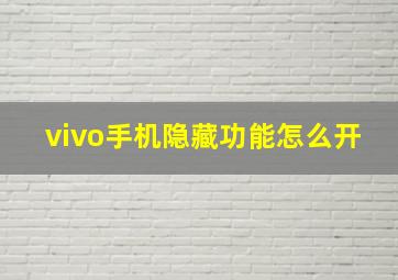 vivo手机隐藏功能怎么开