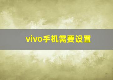 vivo手机需要设置