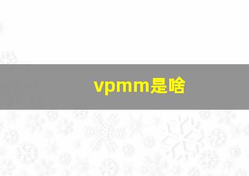 vpmm是啥