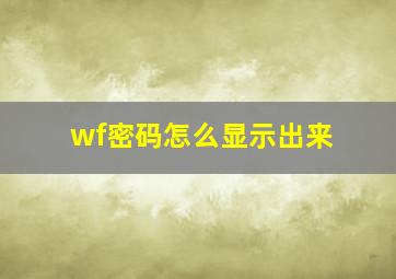 wf密码怎么显示出来