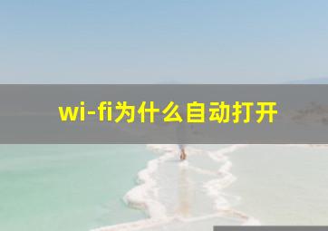 wi-fi为什么自动打开