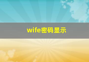 wife密码显示