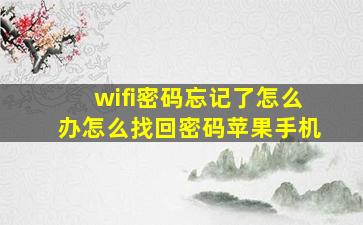 wifi密码忘记了怎么办怎么找回密码苹果手机