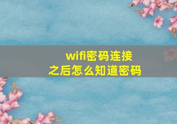 wifi密码连接之后怎么知道密码