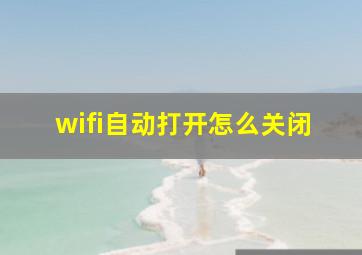 wifi自动打开怎么关闭