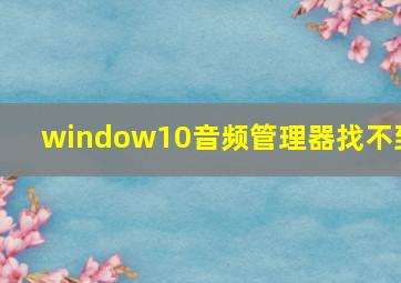 window10音频管理器找不到