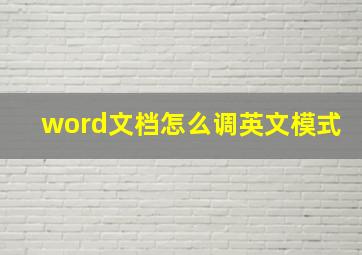 word文档怎么调英文模式