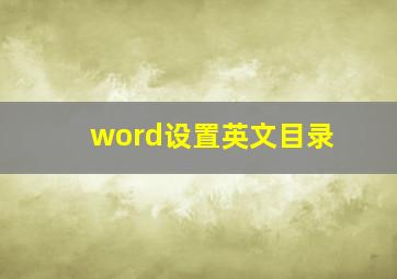 word设置英文目录