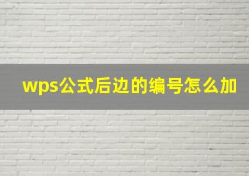 wps公式后边的编号怎么加