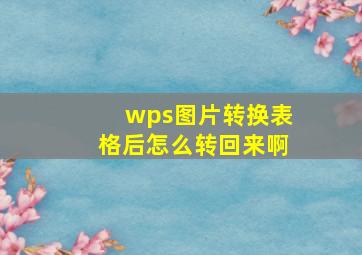 wps图片转换表格后怎么转回来啊