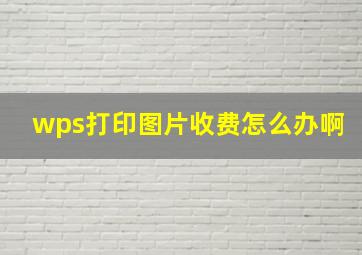 wps打印图片收费怎么办啊