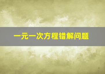 一元一次方程错解问题