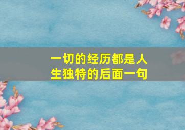 一切的经历都是人生独特的后面一句