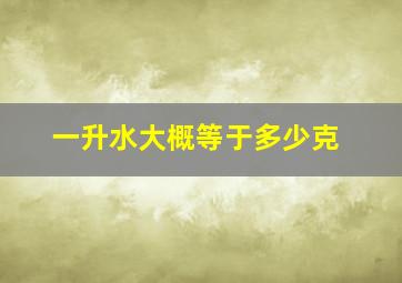 一升水大概等于多少克