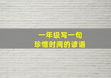 一年级写一句珍惜时间的谚语