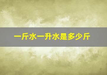 一斤水一升水是多少斤