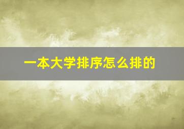 一本大学排序怎么排的