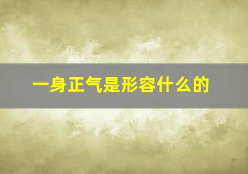 一身正气是形容什么的