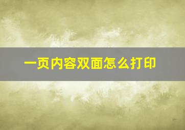 一页内容双面怎么打印