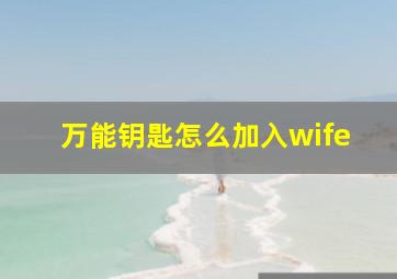 万能钥匙怎么加入wife