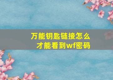 万能钥匙链接怎么才能看到wf密码