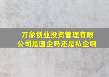 万象创业投资管理有限公司是国企吗还是私企啊