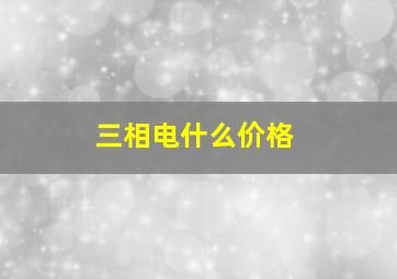 三相电什么价格