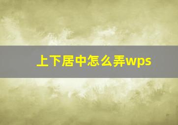 上下居中怎么弄wps