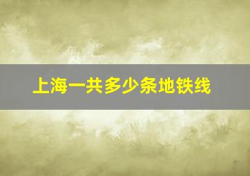 上海一共多少条地铁线