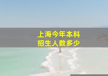 上海今年本科招生人数多少