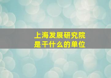 上海发展研究院是干什么的单位