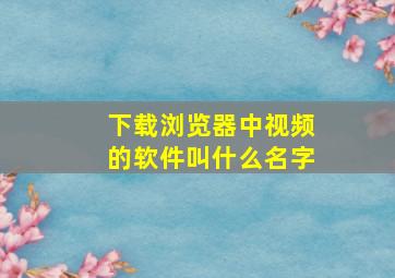 下载浏览器中视频的软件叫什么名字