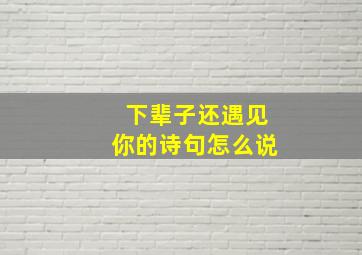 下辈子还遇见你的诗句怎么说