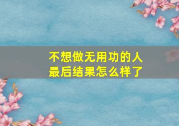 不想做无用功的人最后结果怎么样了