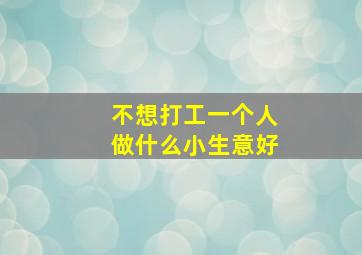 不想打工一个人做什么小生意好