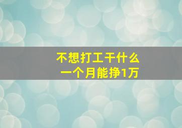 不想打工干什么一个月能挣1万