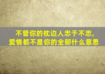 不管你的枕边人忠于不忠,爱情都不是你的全部什么意思