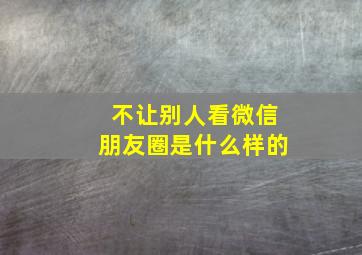 不让别人看微信朋友圈是什么样的