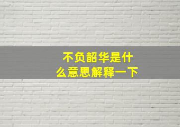 不负韶华是什么意思解释一下