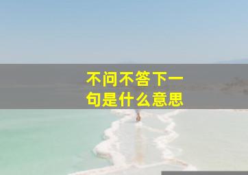 不问不答下一句是什么意思